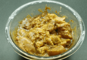 Marinated Chicken cubes in a bowl