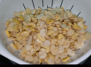 drained dried fava beans for Egyptian falafel recipe