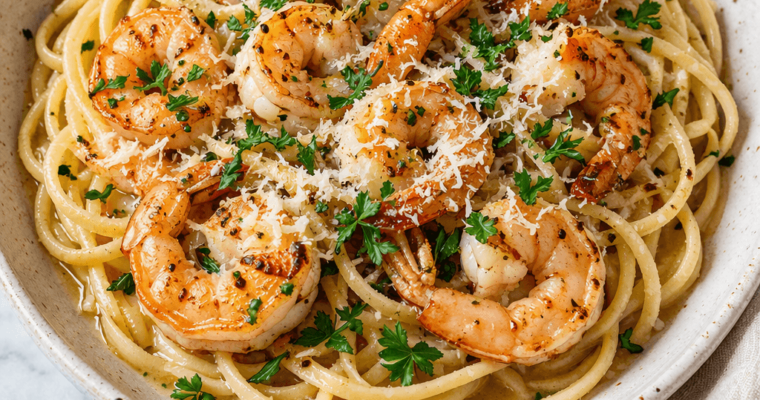 Easy Shrimp Scampi Pasta with Lemon Garlic Butter Sauce