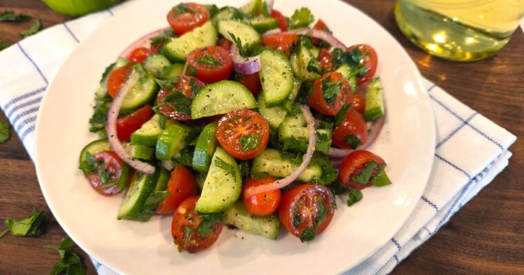 Easy Mediterranean Cucumber Tomato Salad Recipe (10 Minutes)