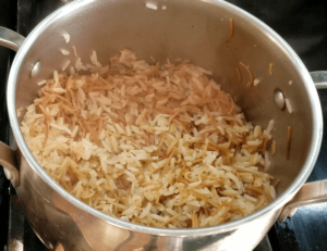 Rice with toasted vermicelli for authentic Egyptian koshari recipe
