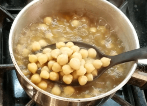 Cooking chickpeas for an easy homemade Egyptian koshari