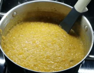 thick and creamy Egyptian lentil soup texture