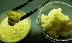 Coating cauliflower florets in batter