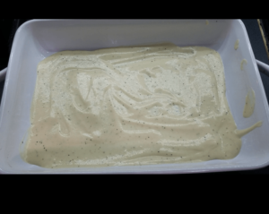 Bechamel sauce in a baking dish