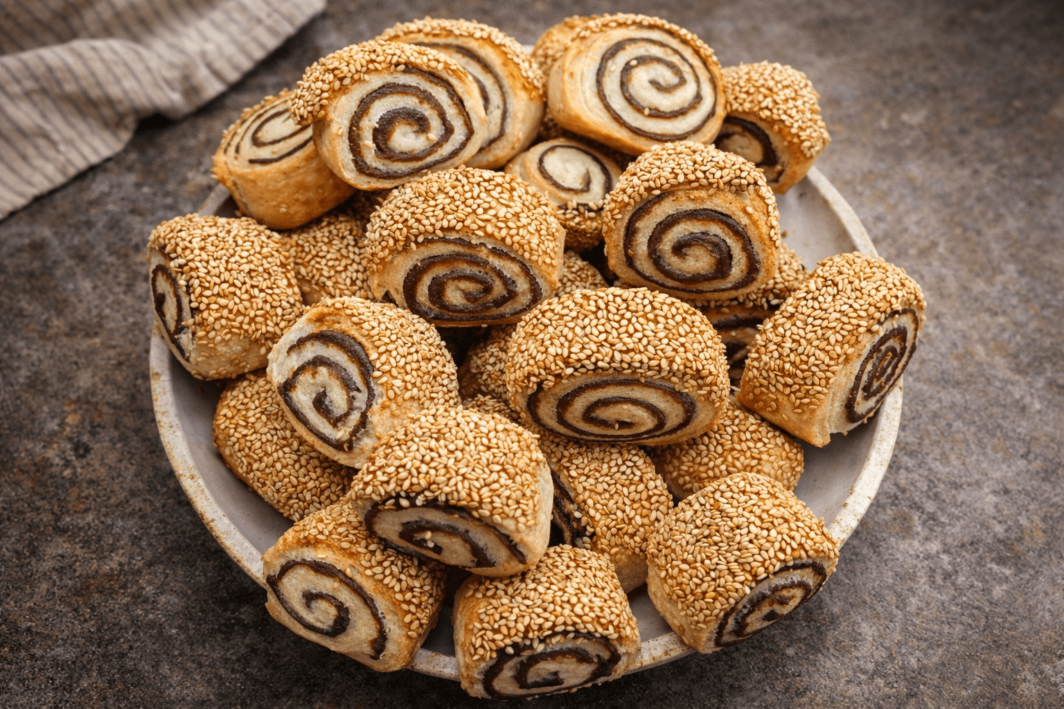 Vegan Date Filled Pinwheel Cookies (Soft Sesame Swirl Cookies)