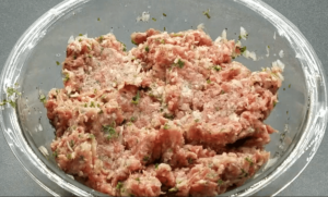Seasoned ground beef in a bowl