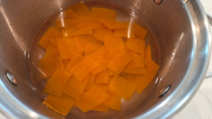 Soaking qamar al din apricot sheets in water before blending