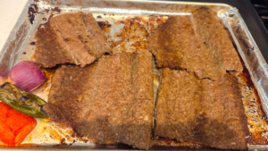doner kebab meat broiled until crispy and golden brown