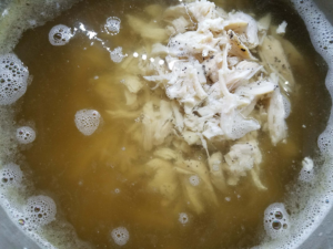 shredded chicken for easy Egyptian chicken noodle soup recipe