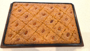 Homemade vegan basbousa recipe with a moist texture and traditional Egyptian flavor.