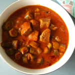 Bamya Bel Lahma Egyptian okra with tender beef in rich tomato sauce