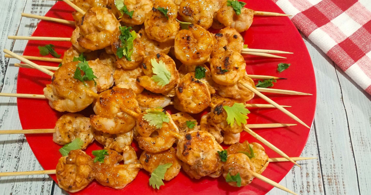 Easy Grilled Shrimp Kabobs with Garlic & Lemon