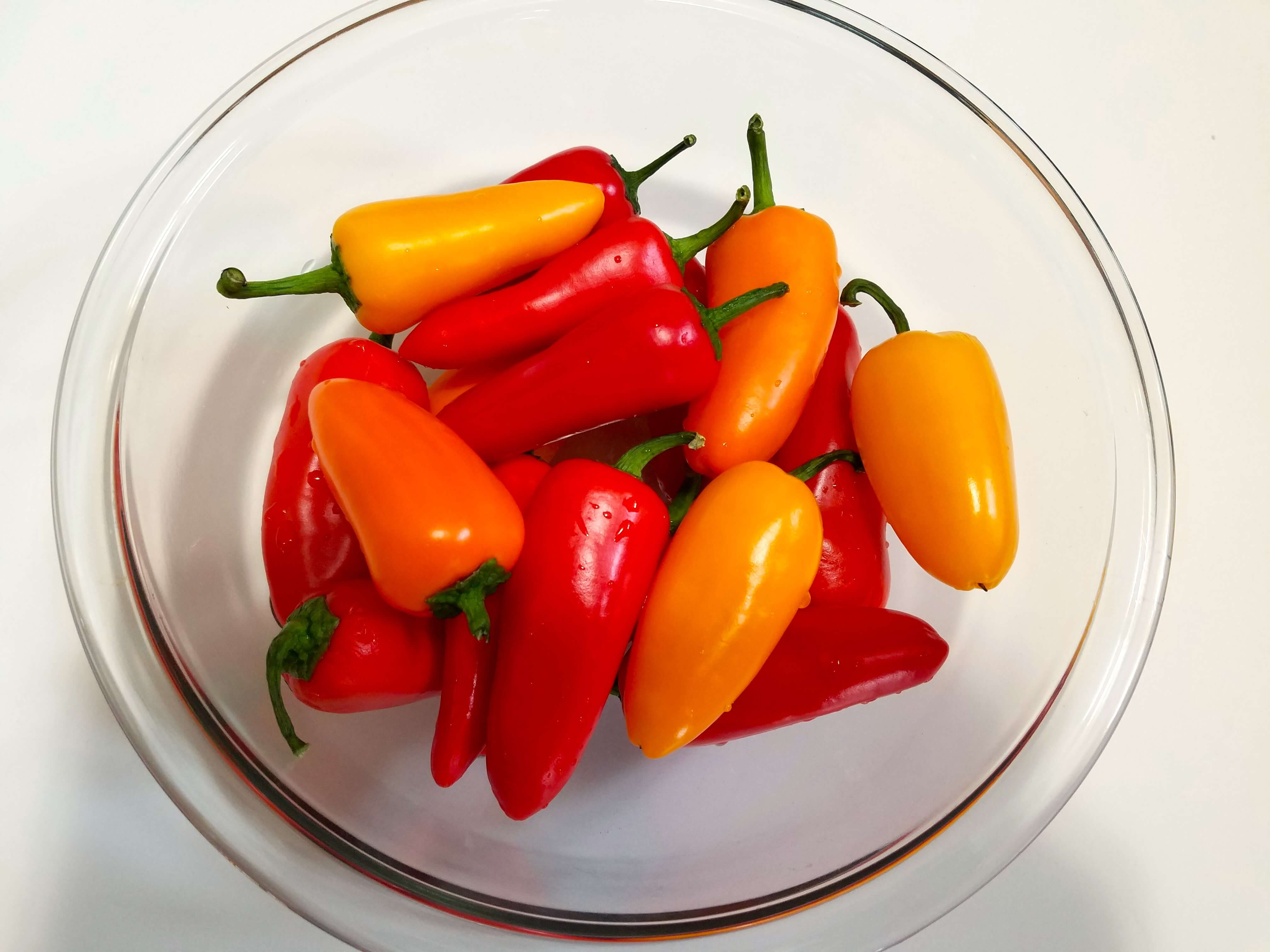 Whole sweet peppers rinsed and dried