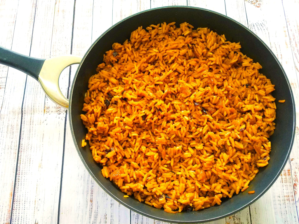 Egyptian-style Sayadieh rice with deeply browned onions